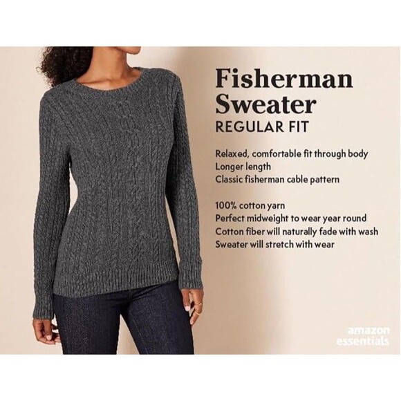 Amazon Essentials Womens Fisherman Cable Long-Sleeve Crewneck Sweater 4XL Dk Red - Picture 3 of 7